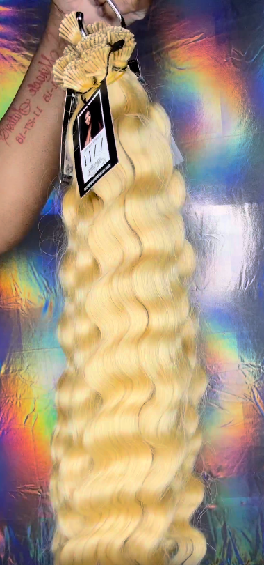 Raw Vietnamese Loose Wave Blonde I-Tip Extensions